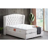 lit coffre sultan blanc et tête de lit inclus 90-160x200 cm - dimensions: 90x200 cm - avec matelas azura-42640_17309