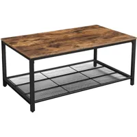 table basse table de salon avec étagère en maille large espace de rangement montage facile stable style industriel 106 x 60 x 45 cm marron rustique helloshop26 12_0001003