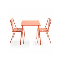 ensemble table de jardin carrée et 2 chaises bistrot orange - palavas