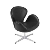 fauteuil avec accoudoirs - revêtu de cuir - svin noir