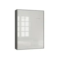 armoire lit escamotable smart-v2 structure gris graphite mat, façade gloss blanc brillant 160*200 cm 20100888702