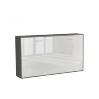 armoire lit horizontale escamotable strada-v2 structure gris graphite mat façade blanc brillant couchage 90*200 cm. 20100889549