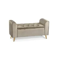 banc coffre winnie velours taupe pieds or