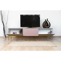 bobochic meuble tv 200 cm kasha pieds or rose