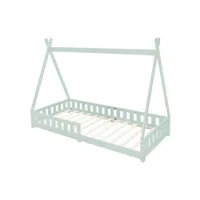 lit d'enfants tipi turquoise antichute lit bois de pin aspect maison 200x90 cm 3000013157