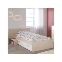 lit enfant nougat - 121 x 203 x 67 cm - avec tiroir + marche