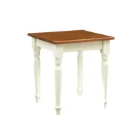table à rallonge style champêtre en bois massif structure blanche vieillie sur plan en noyer