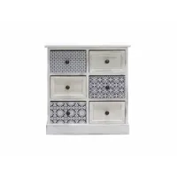 rebecca mobili commode salle de bain blanc gris rétro,6 tiroirs, bois mdf paulownia, compact 59.5x55.5x25 cm re6605