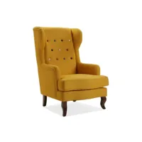 versa botones fauteuil chesterfield pour salon, chambre ou salle à manger, canapé confortable et différent, avec accoudoirs, dimensions (h x l x l) 103 x 62 x 68 cm, coton et bois, couleur: jaune 19501405