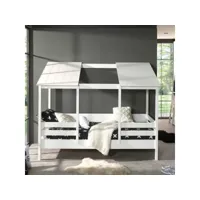 paris prix - pack - lit cabane enfant, sommier & matelas housebed i 90x200cm blanc