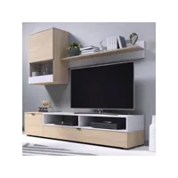 ensemble meuble tv aspect chêne sonoma et blanc mat stream 299