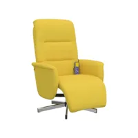 fauteuil inclinable de massage repose-pieds, fauteuil de relaxation, chaise de salon jaune clair tissu fvbb37796 meuble pro