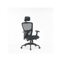 chaise de bureau dhenr, chaise de direction en maille avec accoudoirs, siège de bureau ergonomique, 68x66h120/130 cm, noir 8052773857673