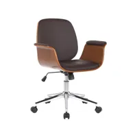 fauteuil de bureau kemberg en similicuir avec coque d'assise en bois , noyer / marron