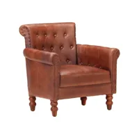 fauteuil  fauteuil de relaxation fauteuil salon marron cuir de chèvre véritable meuble pro frco93710