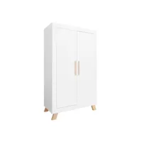 lisa - armoire enfant 2 portes en bois - blanc / naturel