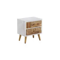 table de chevet 2 tiroirs bois-blanc - maelys - l 48.5 x l 36 x h 52 cm - neuf