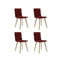 lot de 4 chaises de salle à manger cuisine design minimaliste tissu rouge bordeaux cds021946