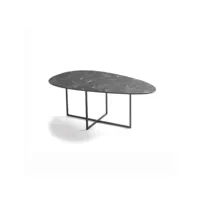 table basse en métal avec plateau en verre effet marbre noir ginni 90