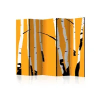 paravent - birches on the orange background ii [room dividers] [225x172]