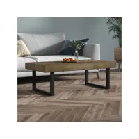 table basse table de salon  bout de canapé marron foncé et noir 120x60x40 cm mdf et fer meuble pro frco61974