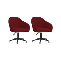 lot de 2 chaises pivotantes  chaises de salle à manger chaises à dîner  rouge bordeaux velours meuble pro frco93054
