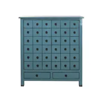 buffet, meuble de rangement en bois d'orme coloris bleu - longueur 102 x profondeur 42 x hauteur 120 cm