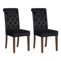 lot de 2 chaises de salle à manger lisburn avec pieds en bois de caoutchouc , noir /velours