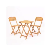 ensemble table et 2 chaises de jardin crodoue bois massif naturel