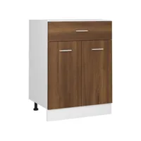armoire de plancher à tiroir, meuble bas cuisine, armoire rangement de cuisine chêne marron 60x46x81,5 cm pewv63024 meuble pro