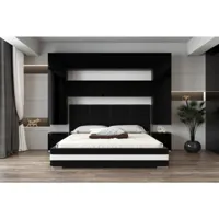 tête de lit avec rangement armoire - pont de lit panama 4/hg/b/1-1a noir/noir brillant 256x223x35cm vivadiscount-8763