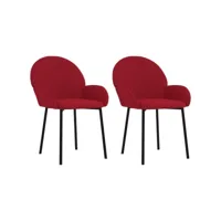 chaises à manger lot de 2 rouge bordeaux velours