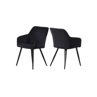 ensemble de 2 chaises de salle à manger camden - tapissées de velours avec pieds en métal - noir