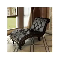 vidaxl chaise longue avec boutons cuir synthétique marron 240407