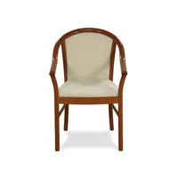fauteuil bridge en bois manuela - tissu style - beige 910 - merisier 2 mp-2106_2156458lc