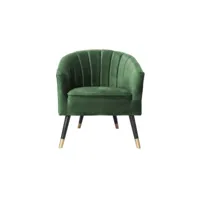fauteuil 1 place en polyester effet velours - vert