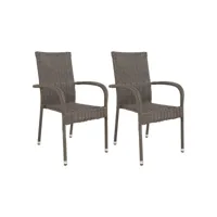 logan - lot de 2 chaises de jardin en rotin synthétique gris