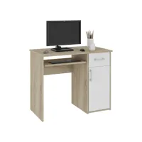 torpe - bureau informatique contemporain 90x74x50 cm - taille compacte + support clavier + tiroir - table ordinateur - sonoma/blanc