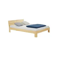 lit double pour adulte thomas couchage 140 x 190 cm avec tête de lit, 2 places pour 2 personnes, en pin massif au vernis naturel