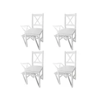 lot de 4 chaises  chaises de salle à manger chaise de cuisine  blanc bois de pin meuble pro frco31794