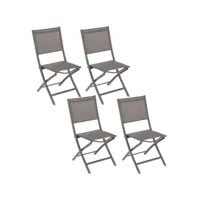 lot de 4 chaises de jardin pliante essentia - gris wengé et marron tonka