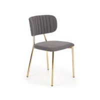 chaise de salle à manger en tissu gris foncé avec structure en acier doré brighton 169