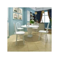 lot de 4 chaises  chaises de salle à manger chaise de cuisine  blanc bois d'hévéa solide meuble pro frco21240