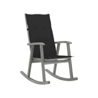 chaise à bascule fauteuil à bascule  fauteuil de relaxation avec coussins gris bois d'acacia massif meuble pro frco81721