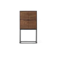 vitrine, meuble de rangement en bois de palissandre et métal coloris marron, noir - longueur 80 x profondeur 45 x hauteur 150 cm
