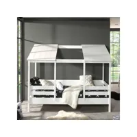 paris prix - pack - lit cabane enfant & sommier housebed i 90x200cm blanc