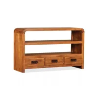 meuble télé buffet tv télévision design pratique bois massif avec finition en sesham 90 cm helloshop26 2502165
