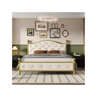 lit adulte lit moderne en métal cadre de lit avec tête de lit, lit d'amis, lit de jeunes pour chambre à coucher 140x200 cm doré ycde001814