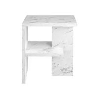 table auxiliaire table d'appoint bout de canapé dante effet marbre blanc