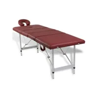 vidaxl table pliable de massage rouge 4 zones avec cadre en aluminium